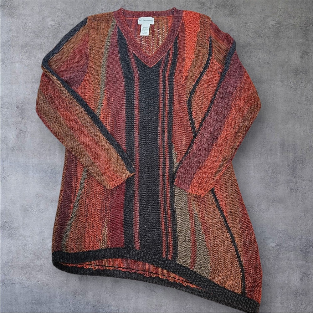 Soft Surroundings Knit Tunic Sweater Asymmetrical Hem Long Sleeve Medium K64